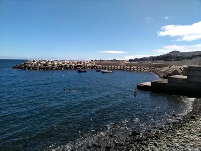 a beach with a group of boats in the water at Panoramic View Apartment in Funchal