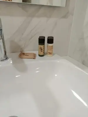 two bottles of essential oils sitting on a counter in a bathroom at Monumental Plaza by Petit Hotels in Funchal