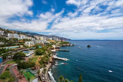 an aerial view of a city and the ocean at Funchal Sea View I by An Island Apart in Funchal
