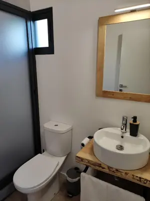 a bathroom with a toilet and a sink at Ponta do Sol Private Apartment Sea View in Ponta do Sol