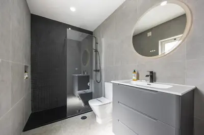 a white bathroom with a sink and a toilet and a tub at CoolHouses Algarve Luz , 2 Bed apartment w/ sea view, Blue Ocean View (4972/AL) in Luz