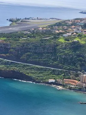 an aerial view of a beach and the ocean at Desertas View Apartment in Machico