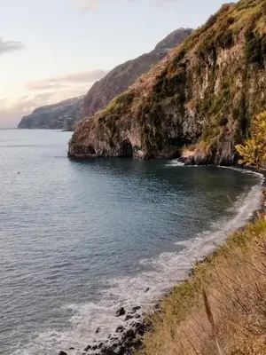 a body of water with a rocky shoreline at Anjos's Choice in Ponta do Sol