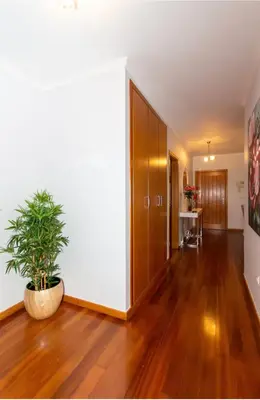 an empty hallway with a potted plant in a room at Praia Mar (sea view) by STAY Madeira Island in Ponta do Sol