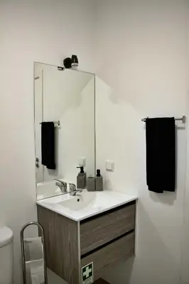a bathroom with a sink and a mirror at Apartamento DAVI in Funchal