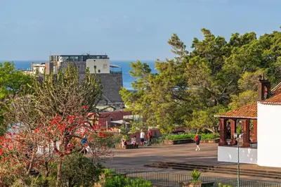 a view of a park with a city in the background at The Boats Apartment by An Island Apart in Funchal