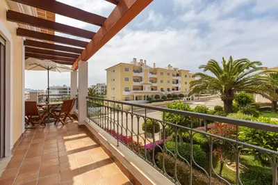 a balcony with a view of a building at Lagos beach condo in Lagos