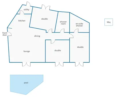 a floor plan of a house at Villa Calheta Charm by Villa Plus in Arco da Calheta