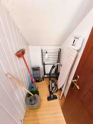 a attic room with a broom and a vacuum at Casa Torbit, Apartment in Arco da Calheta in Arco da Calheta