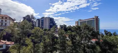 a city with tall buildings and trees and the ocean at Lindas Holiday Apartment in Funchal