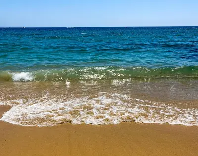 a beach with the ocean and the waves at Baia da Luz - Nuzone Apartment in Luz