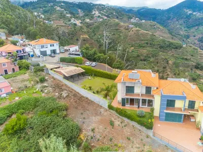 an aerial view of a house on a hill at Villa Valeriu in Santa Cruz