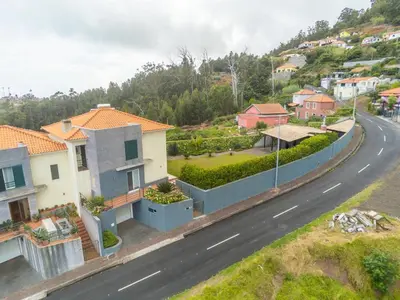 an aerial view of a street with houses and a road at Villa Valeriu in Santa Cruz