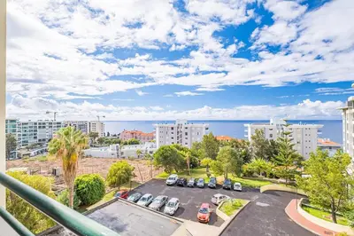 arial view of a parking lot in a city at Bellemar Apartment by Homie in Funchal
