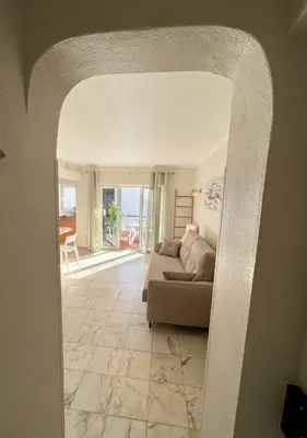 a view of a living room with a couch at Lagos Apartment Sea View in Lagos