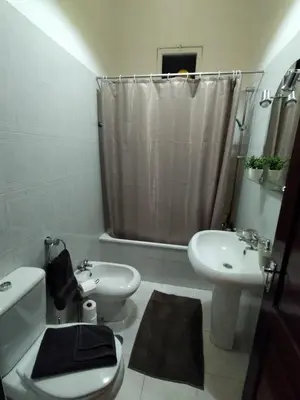 a bathroom with a sink and a toilet and a shower at Bus Stop House 84 in Funchal