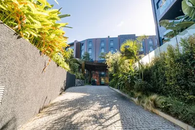 a cobblestone alley with plants on the side of a building at Magic Home, everything you need. in Funchal