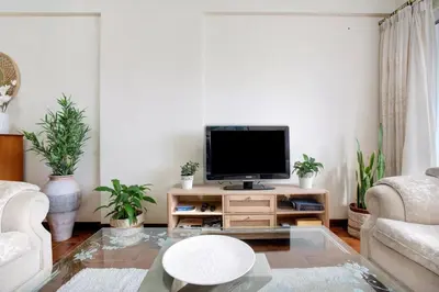 a living room with a tv on a table at Central Living Funchal in Funchal