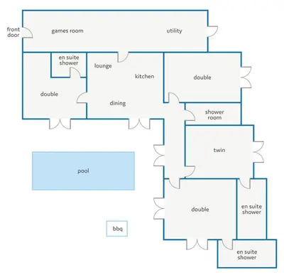 a floor plan of a house at Villa Calhetascape by Villa Plus in Estreito da Calheta
