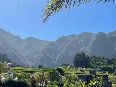a view of a mountain range from a farm at Casa do Cantinho do Muro in São Vicente