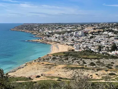 an aerial view of a beach and the ocean at Casa Sea Love Luz in Luz