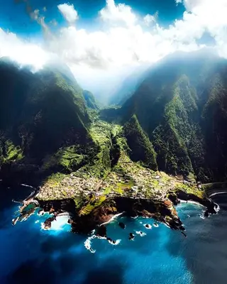an aerial view of a small island in the water at Apartment with ocean view and parking in Funchal