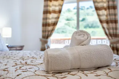 a bedroom with two beds and two lamps at CoolHouses Algarve Burgau, 3 Bed w/ plunge pool, close to village centre, Casa Boa Vida in Luz