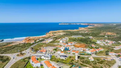 an aerial view of a town next to the ocean at Casa 7 Gerações in Sagres